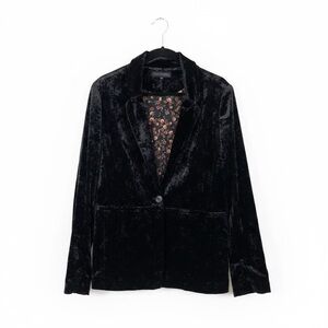 Sanctuary Crushed Velvet Single Button Black Lined Blazer Women’s Medium